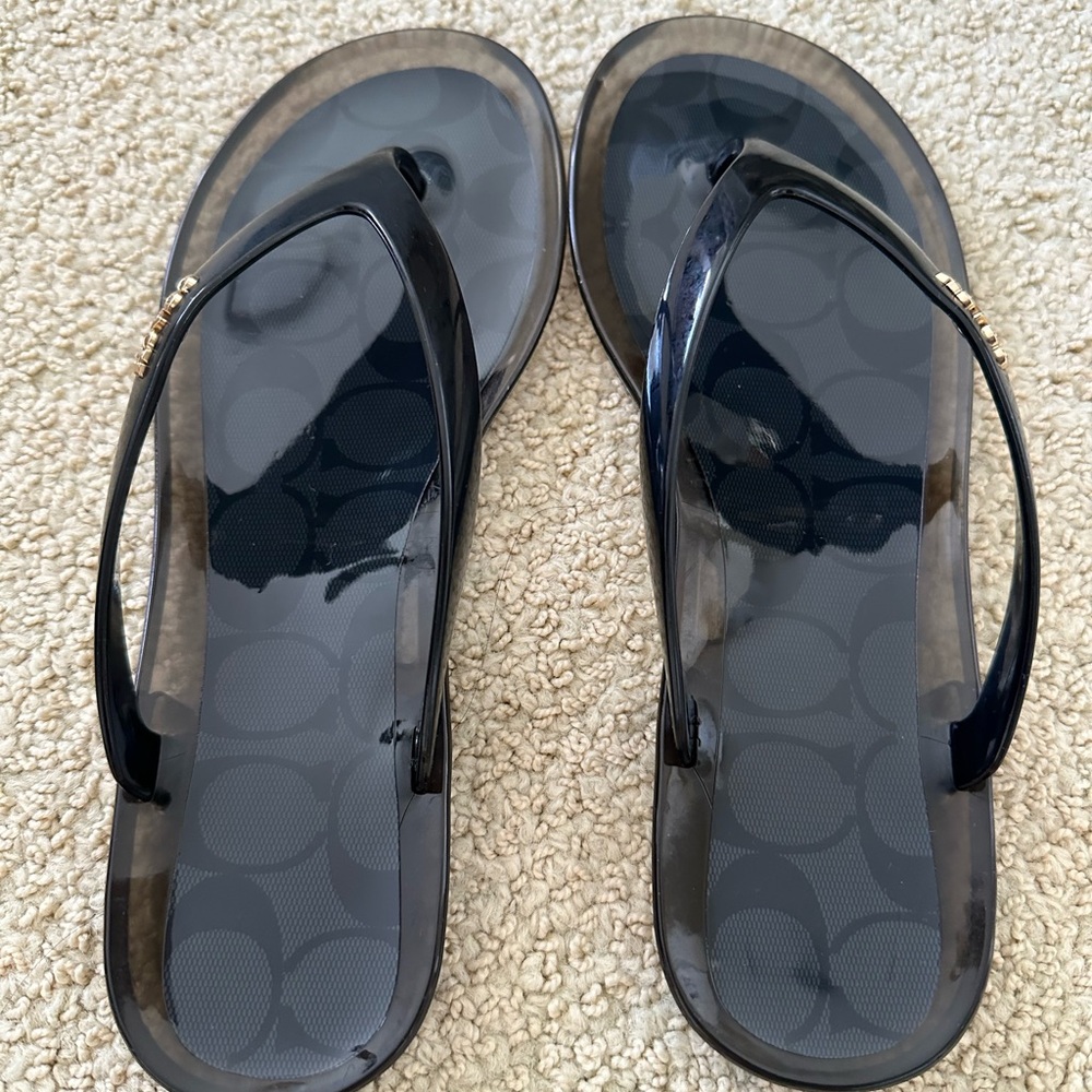Coach Black Glossy Sandals - Picture 5 of 7